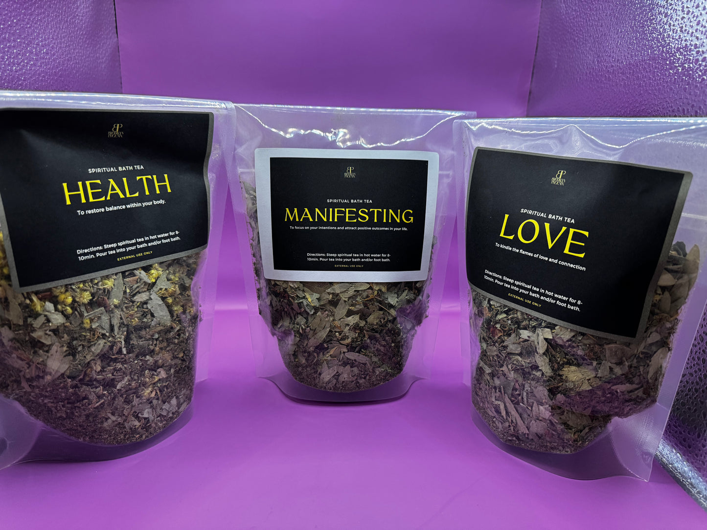 BATH TEA BUNDLES. HEALTH/LOVE/MANIFESTING NOT TO BE CONSUMED EXTERNAL USE ONLY